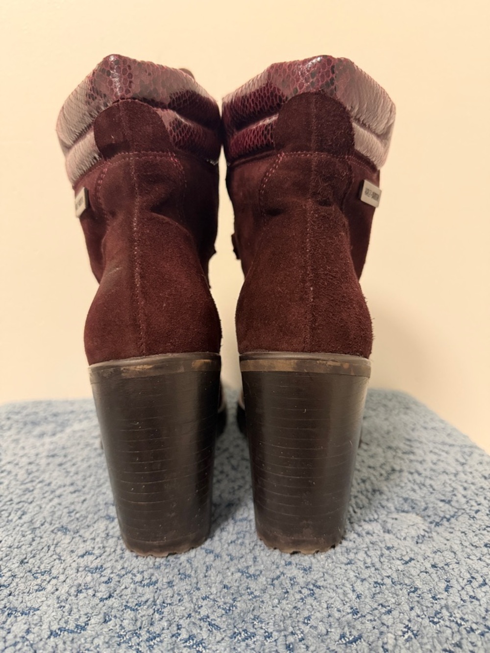 Harley-Davidson Women's Burgundy Suede Lace-Up Heeled Boots - Picture 4 of 14